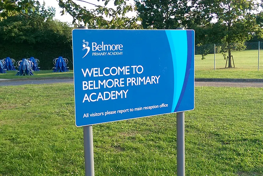 Bespoke school branding for external wall art and signage