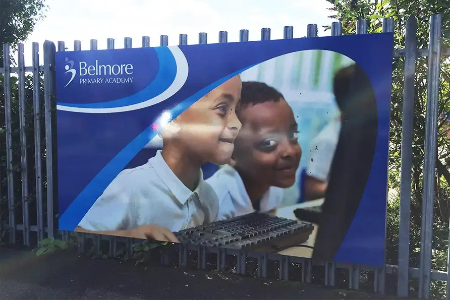 Primary school design with pupil photography for external wall art