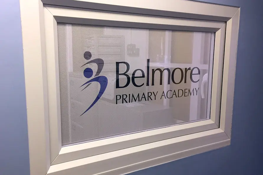 Bespoke school branding for reception and exterior wall art