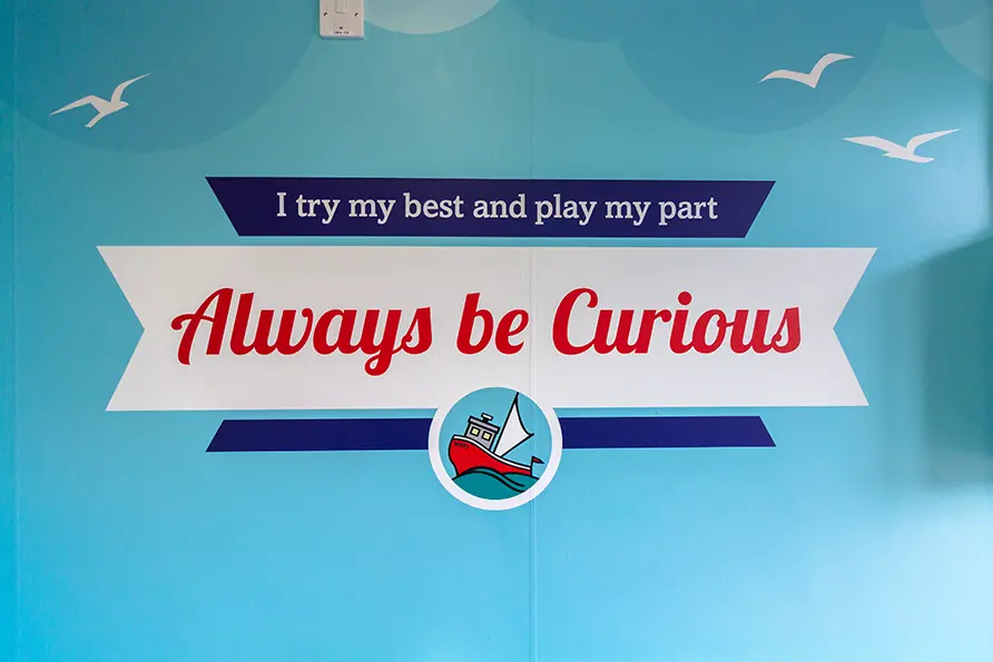 Primary and Nursery School values bespoke entrance wall art