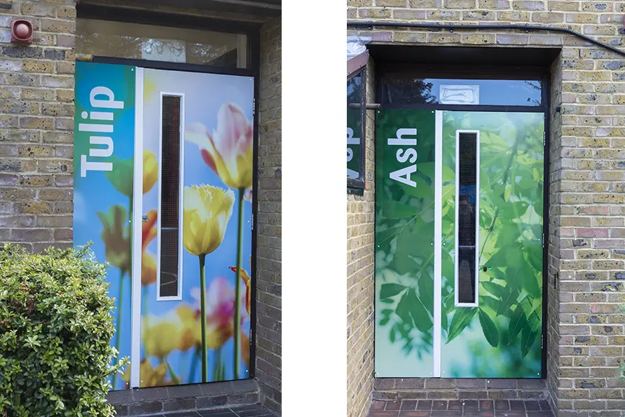 Dairy Meadow School nature themed exterior wall art