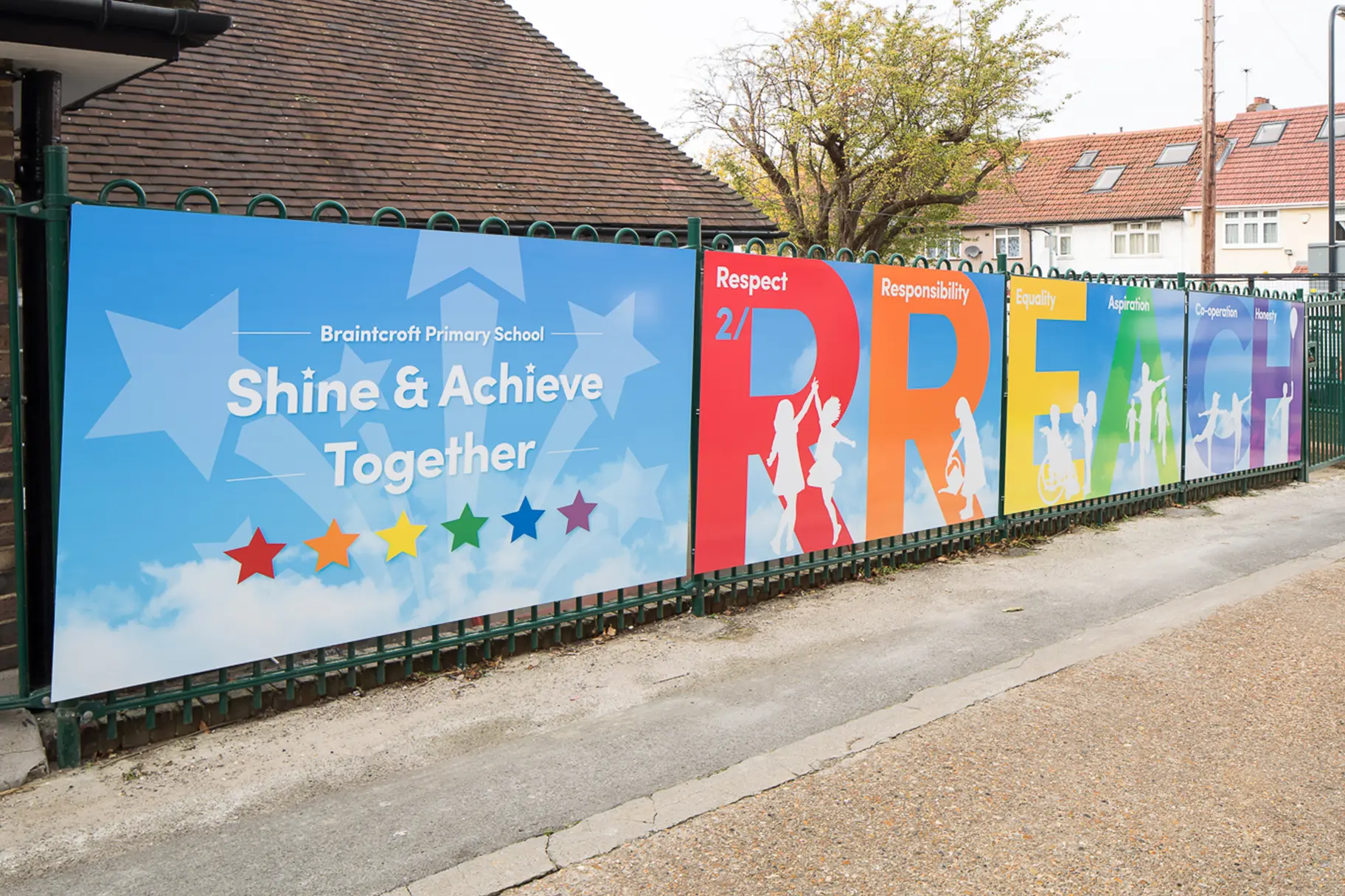 Braintcroft Primary Schools external bespoke values boards