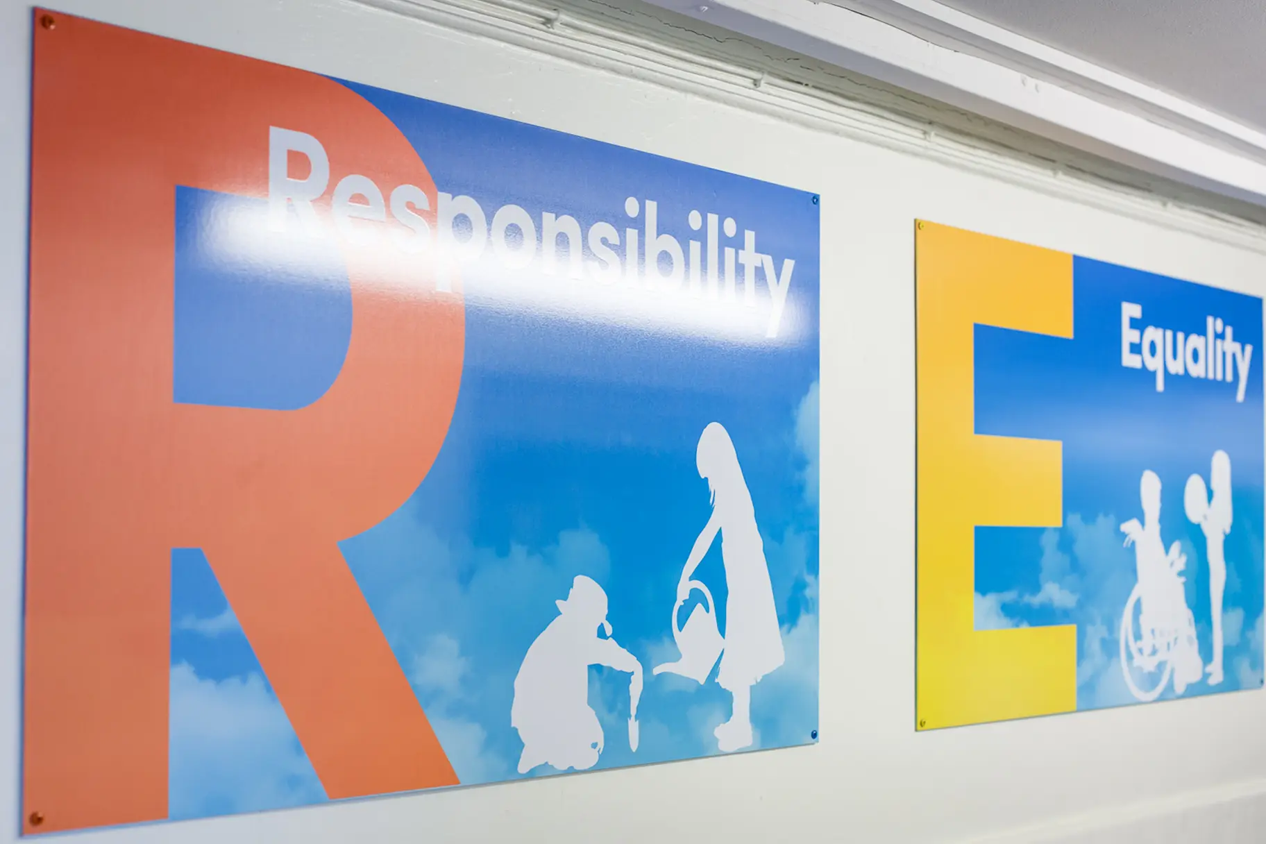 Primary school bespoke core values boards and wall art