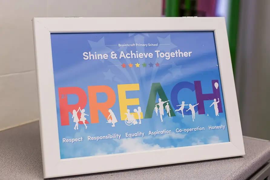 bespoke boards communicating school values with wall art