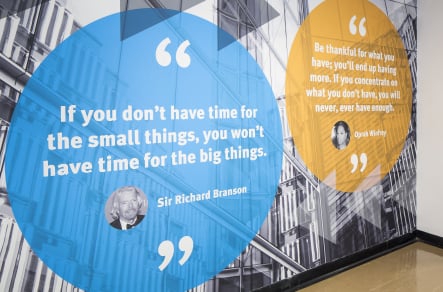 Inspirational quotes bespoke college corridor wall art