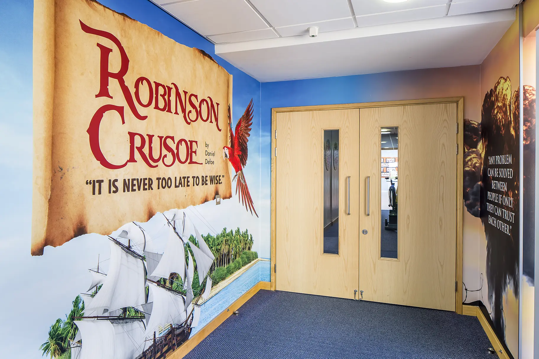 Literacy subject inspirational quotes school corridor wall art