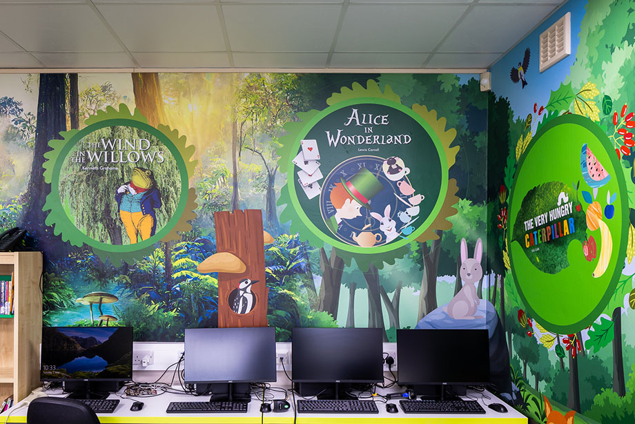 Highwood primary school library wall art