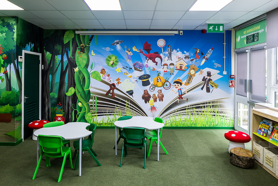 Highwood primary school library wall art