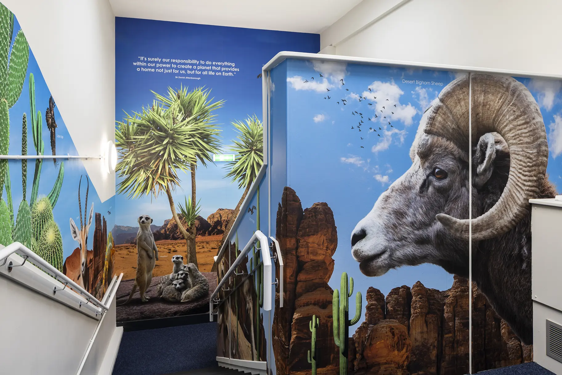 Oakwood school desert stairwell wall art