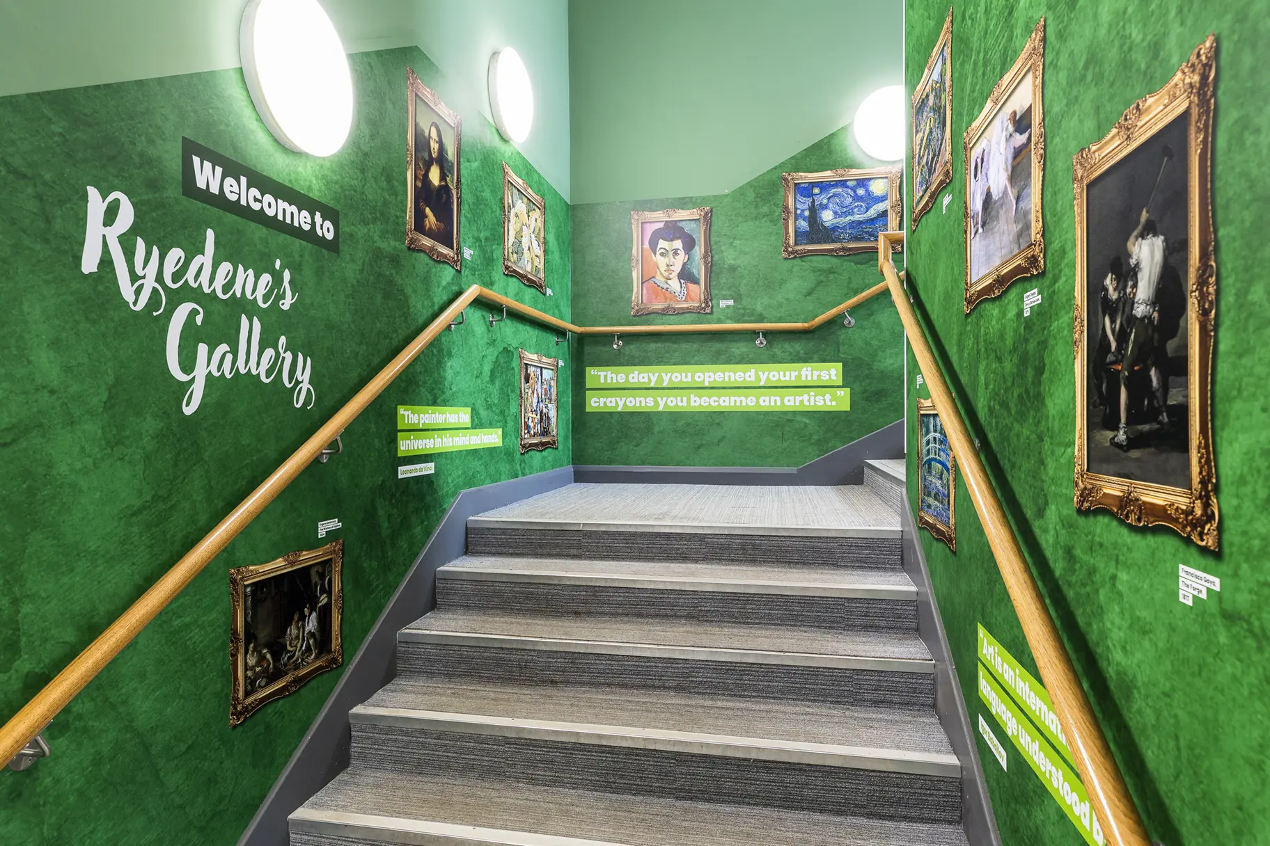 Ryedene Primary and Nursery School art stairwell wall art